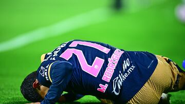 Michell Rodriguez of Pumas during the 14th round match between Pumas UNAM and Cruz Azul as part of the Liga BBVA MX, Torneo Apertura 2024 at Olimpico Universitario Stadium on October 26, 2024 in Mexico City, Mexico.