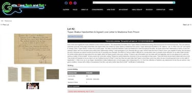 La carta de despedida de Tupac a Madonna está en subasta