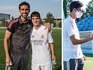 Arbeloa con Yáñez y Diego Aguado, en el Infantil A del Real Madrid de la 2020-21.