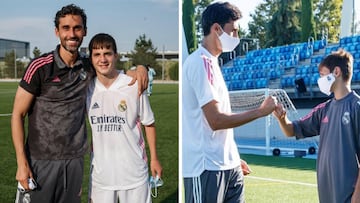 Arbeloa con Yáñez y Diego Aguado, en el Infantil A del Real Madrid de la 2020-21.
