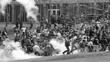 In 1970, four students were killed when National Guard troops opened fire on anti-war protestors at Kent State University.