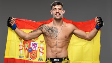 LAS VEGAS, NEVADA - NOVEMBER 13: Joel Alvarez of Spain poses for a portrait after his victory during the UFC Fight Night event at UFC APEX on November 13, 2021 in Las Vegas, Nevada. (Photo by Mike Roach/Zuffa LLC)