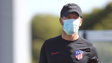 Simeone, en un entrenamiento del Atlético.