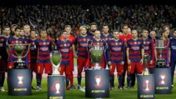 El Barcelona exhibió las cinco copas logradas en 2015