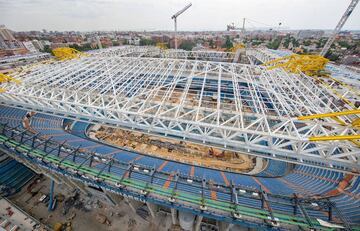 Obras del Santiago Bernabéu: la cubierta empieza a coger forma