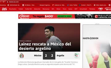 Las portadas internacionales del empate entre México y Argelia