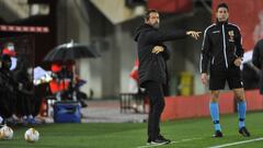 Quique dirige al equipo durante el &uacute;ltimo partido de Liga que el Getafe jug&oacute; en Mallorca.