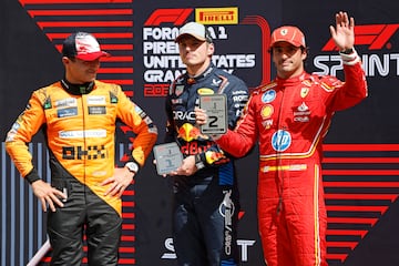 Max Verstappen (Red Bull), Carlos Sainz (Ferrari) y Lando Norris (McLaren), el top-3 del esprint en el GP de Estados Unidos de F1 2024.