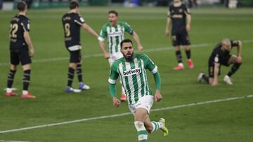 Borja Iglesias, tras marcar al Alav&eacute;s. 