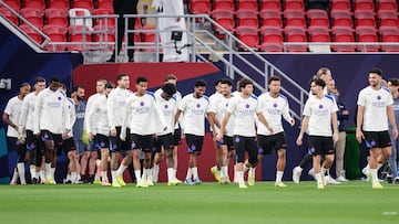 Los jugadores del PSG durante un entrenamiento.