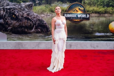 Scarlett Johansson posa en la alfombra roja de 'Jurassic World: El renacer' en el Lincoln Center, Nueva York.