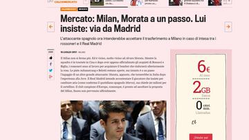 Gazzetta: "Morata está a un paso de fichar por el Milán"