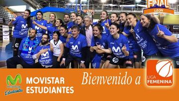 Las jugadoras del Movistar Estudiantes celebran el ascenso a Liga Femenina 1.