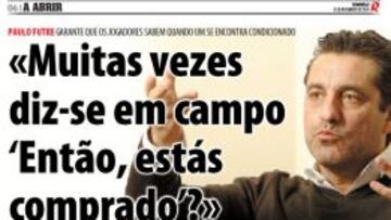Página del diario 'Record' donde aparecen las declaraciones polémicas de Futre.