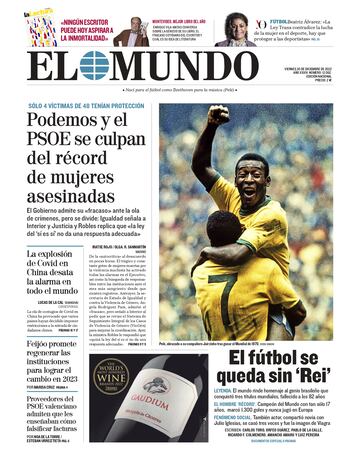 Tributes to Pelé on the front pages of the world