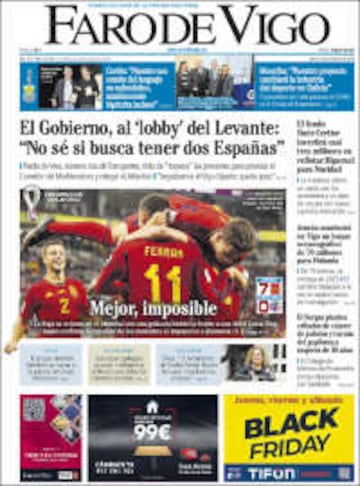 La Roja protagonista de las portadas de la prensa española