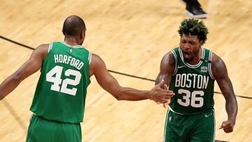 Marcus Smart and Al Horford came back strong, leading the Celtics to their largest road playoff lead in franchise history at the half.