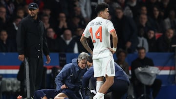 Achraf Akimi, dolorido y entre lágrimas, tras la entrada de Luis Díaz.