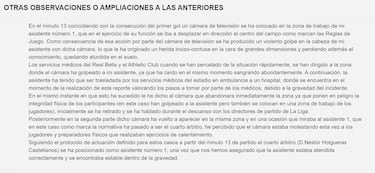 Guadalupe Porras, retirada en camilla tras un golpe con una cámara de televisión