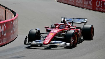 Ferrari's Monegasque driver Charles Leclerc drives during the third practice session for the Formula One Monaco Grand Prix at the Circuit de Monaco, on May 24, 2025. (Photo by Andrej ISAKOVIC / AFP)