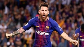 Messi celebra un gol con el Barcelona.