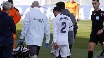 Carvajal se retiró lesionado en el minuto 26 contra el Valencia.