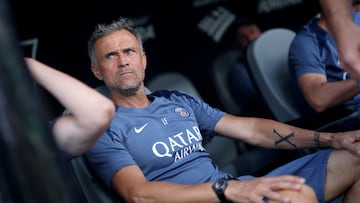 EAST RUTHERFORD, NEW JERSEY - JULY 09: Luis Enrique, Head Coach of Paris Saint-Germain, looks on prior to the FIFA Club World Cup 2025 semi-final match between Paris Saint-Germain and Real Madrid CF at MetLife Stadium on July 09, 2025 in East Rutherford, New Jersey. (Photo by Carl Recine - FIFA/FIFA via Getty Images)