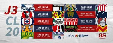 Fechas y horario de la jornada 3 de la Liga MX
