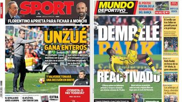 Portadas del Diario Sport y Mundo Deportivo del d&iacute;a 15 de marzo de 2017.