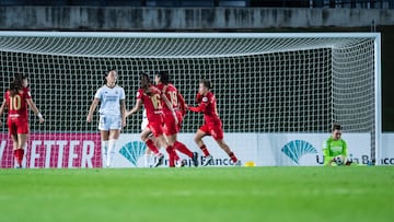 Amanda celebra el 0-1 a favor del Sevilla en el Di Stéfano ante el Real Madrid.