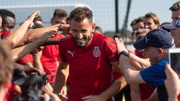 Stuani, en el entrenamiento del Girona