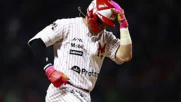 Julian Ornelas N-31 of Diablos Rojos de Mexico during to game one between Tigres de Quintana Too and Diablos Rojos del Mexico as part of Season 2024 of Liga Mexicana de Beisbol at Alfredo Harp Helu Stadium, on April 15, 2024 in Mexico City, Mexico