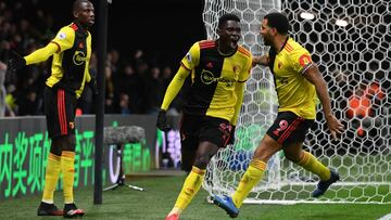 Futbolistas del Watford celebran un gol.