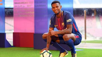 El lateral derecho portugu&eacute;s del Barcelona, Nelson Semedo, en su presentaci&oacute;n.