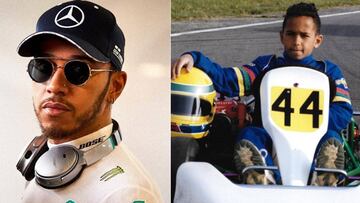 Im&aacute;genes de Lewis Hamilton cuando ya era piloto de F&oacute;rmula 1 y cuando era un ni&ntilde;o subido en un kart.