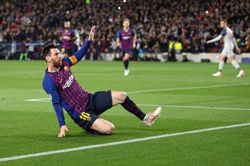 3-0. Leo Messi celebró el tercer gol.