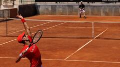 Novak Djokovic entrena junto a Andy Murray antes de debutar en el Internazionali BNL d&rsquo;Italia, el Masters 1.000 de Roma, en el Foro Italico de Roma.