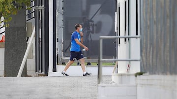 Voro, en el &uacute;ltimo entrenamiento del Valencia. 
 