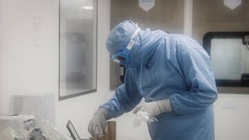 GRAFCAV6068. SAN SEBASTIÁN, 28/05/2020.- Un investigador de la empresa donostiarra Viralgen Vector Core, especializada en la producción de vectores virales para terapia génica, trabaja este jueves en su laboratorio. Viralgen ha sido elegida para fabricar de manera "masiva" una vacuna contra el COVID-19 que están desarrollando el Massachusetts General Brigham Hospital (MGB) y la Universidad de Harvard. EFE/Javier Etxezarreta