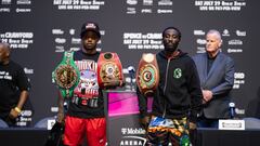 Errol Spence y Terence Crawford en la rueda de prensa antes del combate.