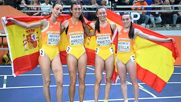 Blanca Hervás, Rocío Arroyo, Ana Prieto y Paula Sevilla, bronce en el relevo 4x400 femenino en el Mundial indoor de Torun.