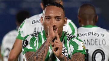 Jarlan Barrera en un partido de Atlético Nacional en la Copa Libertadores