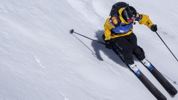 Abel Moga durante su descenso en la prueba de Ordino Arcal&iacute;s (Andorra) del Freeride World Tour 2023. 