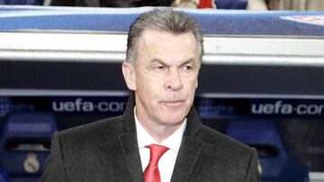 Ottmar Hitzfeld, en su última visita al Bernabéu como entrenador del Bayern.