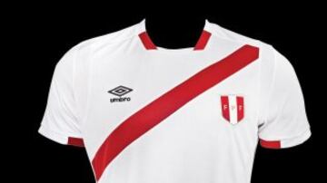 Perú: La escuadra del rímac cambia su modelo con una franja roja más angosta a la tradicional. 