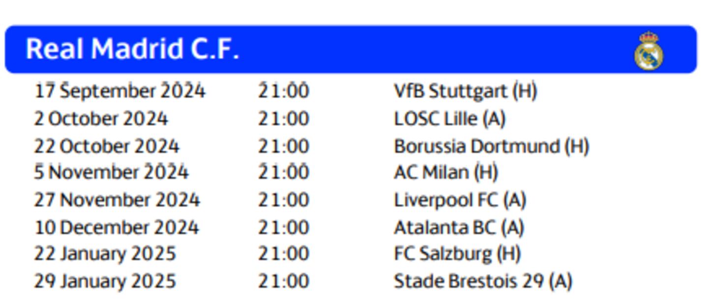 Calendario de la Champions League 2024-25: todas las fechas, horarios y