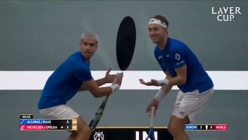 Cientos de GIFs en camino: la cómica reacción de Alcaraz y Ruud en la Laver tras un punto