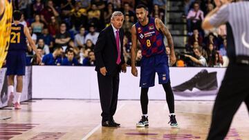Pesic y Hanga, durante un partido
in action during the Liga Endesa corresponding to the 1nd leg of 1/8th, match between FC Barcelona and Herbalife Gran Canaria at Palau Blaugrana, in Barcelona, Spain. October 20, 2019.
20/10/2019 ONLY FOR USE IN SPAIN