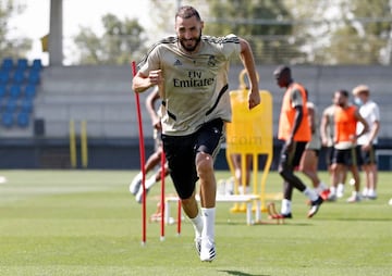 Benzema durante el entrenamiento. 