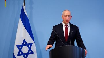 Israeli Defence Minister Yoav Gallant attends a joint press conference with German Defence Minister Boris Pistorius (not pictured) in Berlin, Germany, September 28, 2023. REUTERS/Fabrizio Bensch